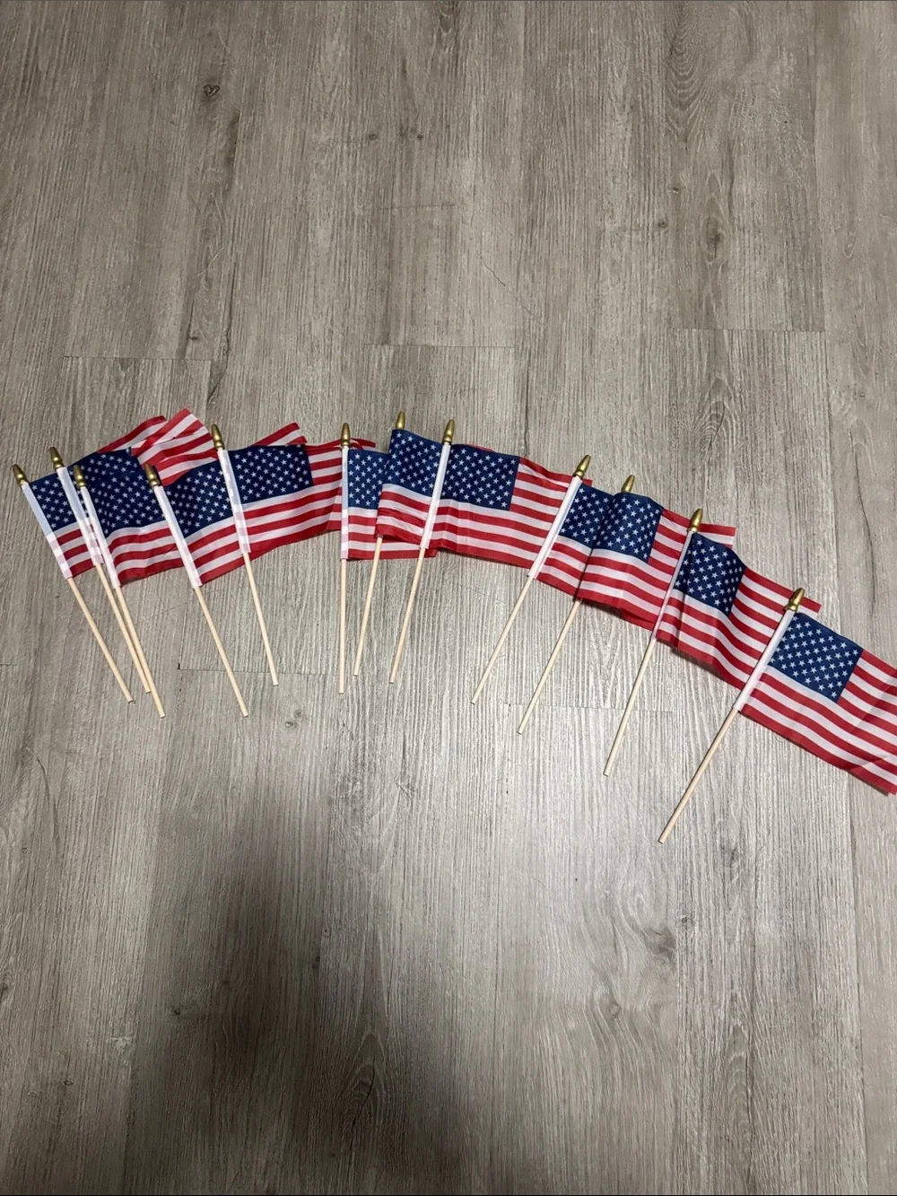 12 Mini American Stick Flags - Red, White & Blue Party Pack